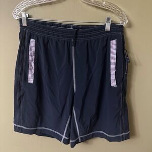 Lululemon‎ Mens Sz Large Shorts Blue Athletic Built In Shorts Elastic Zip Pocket